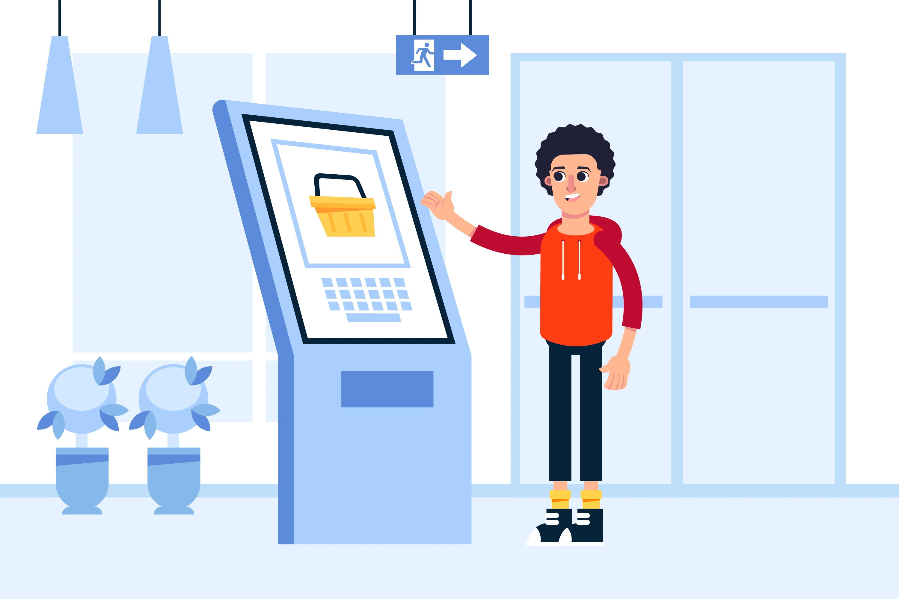 Restaurant ambiance with modern ordering system